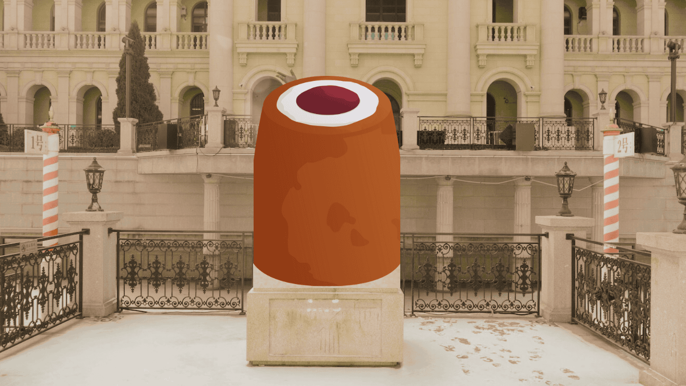 Runebergintorttu patsaan jalustalla.